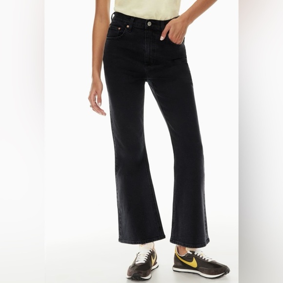 Aritzia Denim Forum|Twiggy high rise flare black jeans,closet staple•••size 26 - Picture 2 of 16